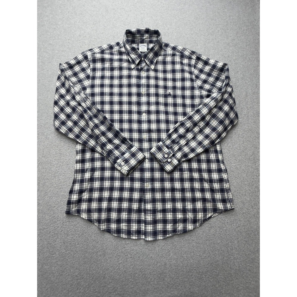 Brooks Brothers Shirt Mens Large Blue Plaid Long Sleeve‎ Button Down Regent
